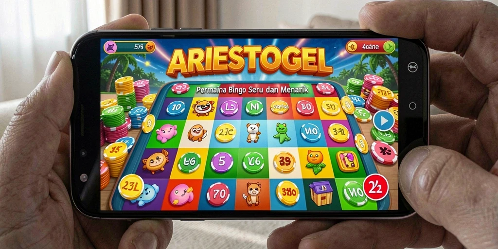 Screenshot utama ARIESTOGEL menampilkan gameplay Bingo yang seru dan interaktif.