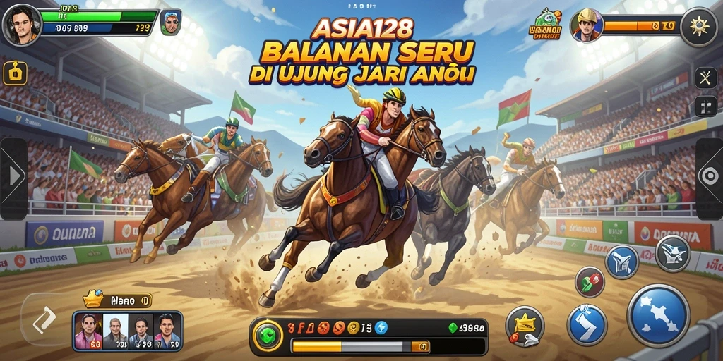 Tampilan screenshot utama ASIA128 menampilkan aksi balapan seru di berbagai trek.