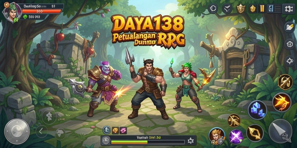 Screenshot utama DAYA138 menampilkan aksi seru dalam pertarungan RPG.
