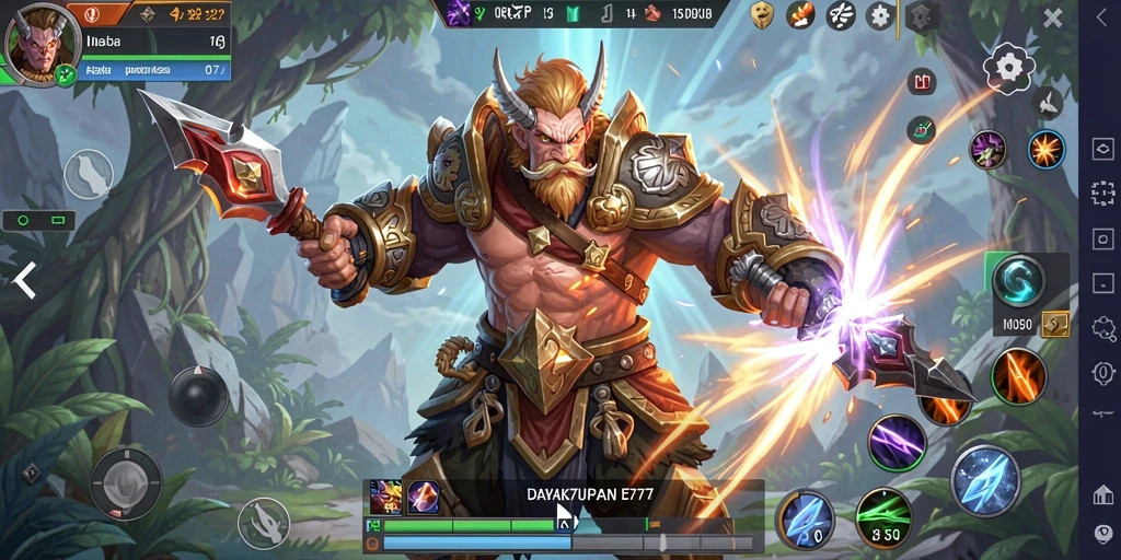Tangkapan layar gameplay DAYAK777 menunjukkan pertempuran epik di arena MOBA.