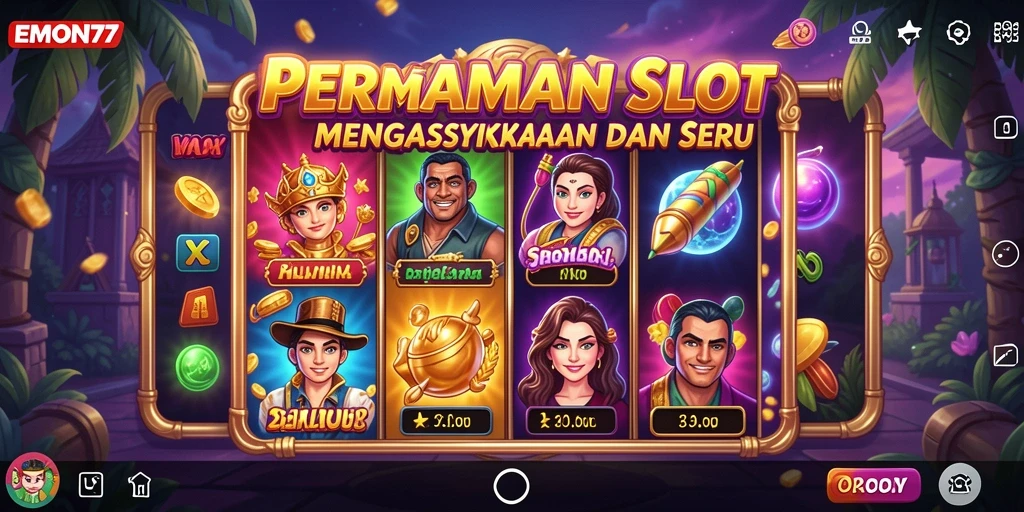 Tampilan gameplay EMON77 yang mengasyikkan dengan tema slot beragam.