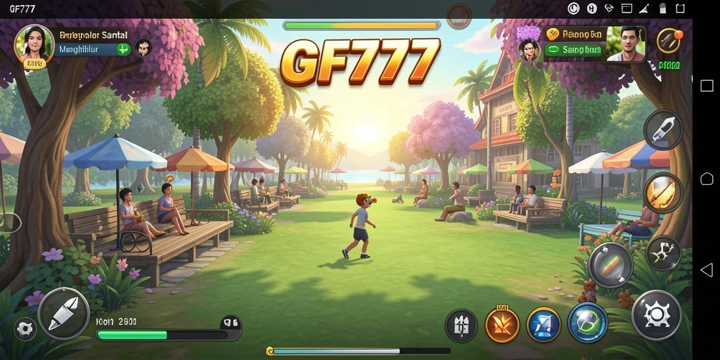 Screenshot menunjukkan gameplay menarik GF777 yang penuh warna.