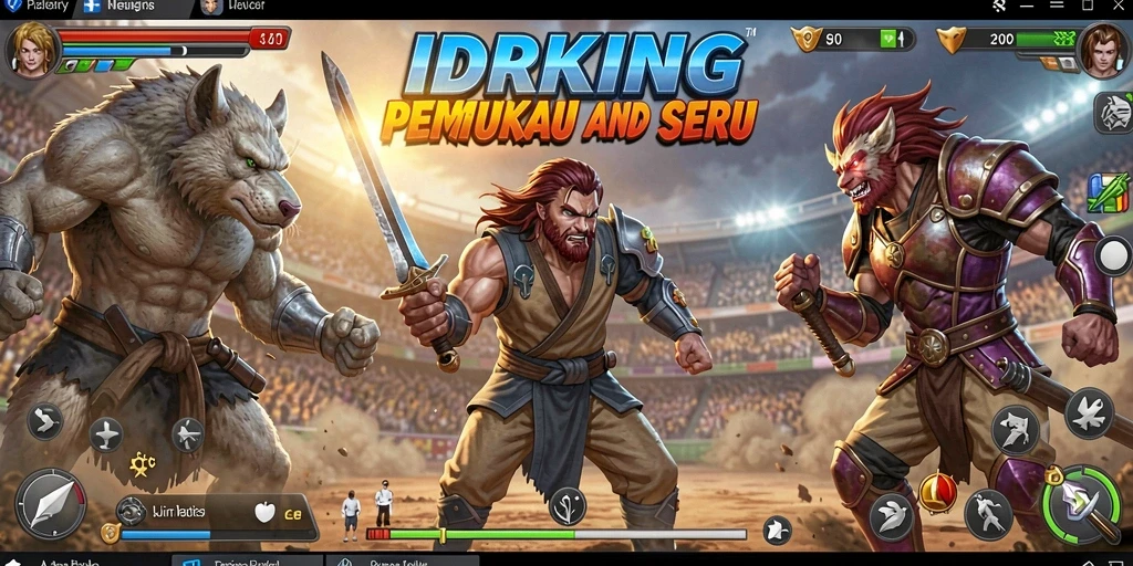 Tampilan gameplay IDRKING saat pertarungan seru antar karakter.