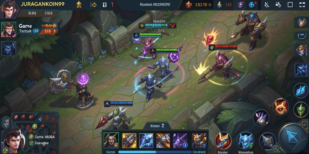 Screenshot gameplay JURAGANKOIN99 yang menampilkan pertarungan seru di arena.