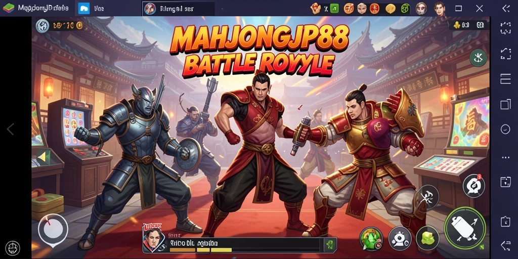Screenshot utama gameplay MAHJONGJP88 dalam pertempuran Battle Royale.