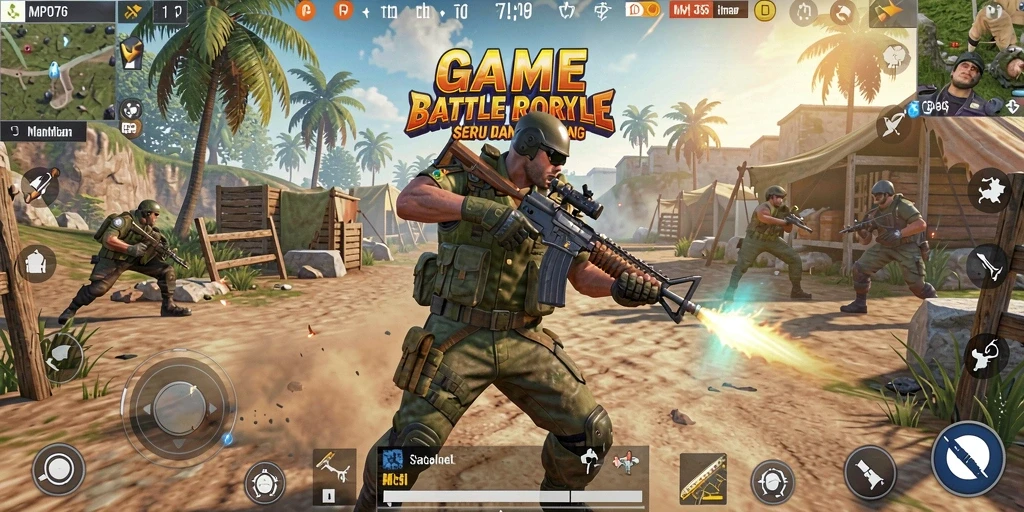 Tampilan gameplay seru di arena Battle Royale MPO76.