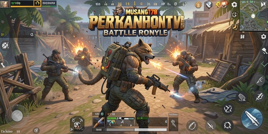 Screenshot utama MUSANG178 menampilkan intensitas pertarungan di arena Battle Royale.