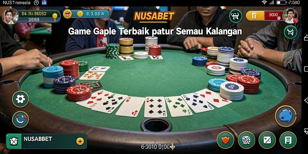 Tampilan seru gameplay Gaple di NUSABET yang mengasyikkan.