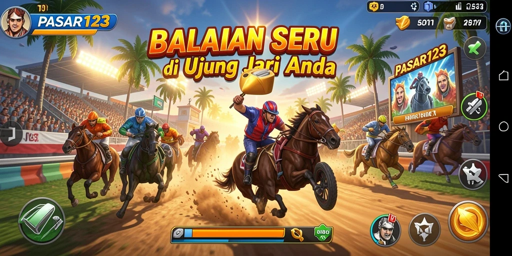 Tangkapan layar menampilkan balapan seru dengan kendaraan berkecepatan tinggi.