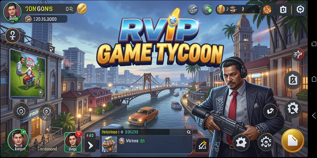 Tampilan gameplay RVIP dengan elemen Tycoon yang menarik.