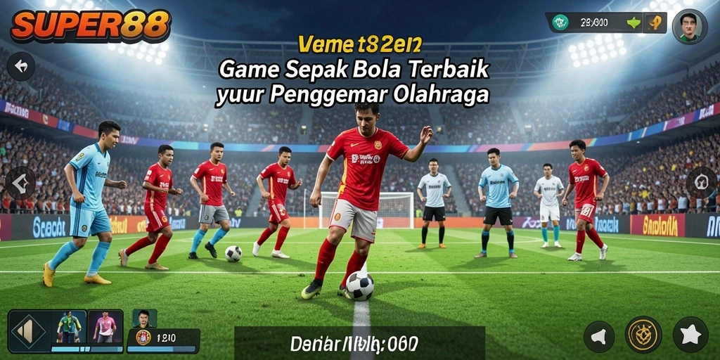 Screenshot utama SUPER88 menampilkan aksi gameplay sepak bola yang seru dan mendebarkan.